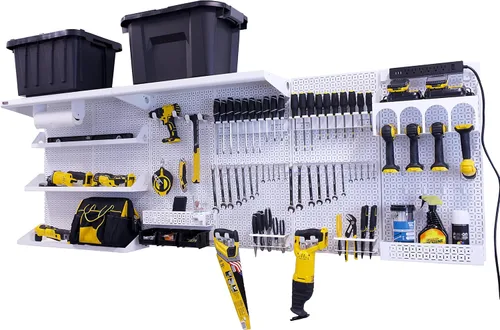 Miniatura 17 de OmniWall Weekend Warrior Ultimate Tool Kit - Sistema de Almacenamiento de Pared de Tablero de Clavos de Metal de 96" x 32" Negro/Naranja