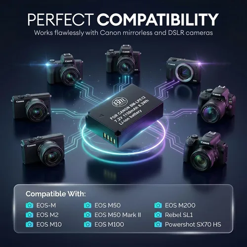 Miniatura 6 de BM Premium Batería LP-E12 para cámaras digitales Canon EOS-M, EOS M2, EOS M10, EOS M50, EOS M50 Mark II, EOS M100, EOS M200, SX70 HS, Rebel SL1