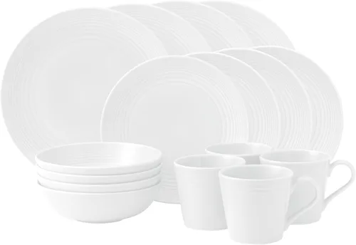 Royal Doulton Exclusivo para Gordon Ramsay Maze - Juego de vajilla blanca de 16 piezas Blanco