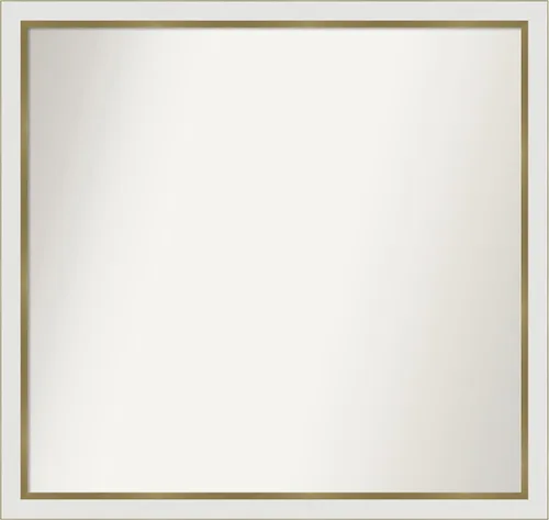 Miniatura 165 de Amanti Art Espejo de baño blanco para sobre el fregadero, 30 x 35 pulgadas, espejo de tocador rectangular estrecho de Eva de oro blanco, marco