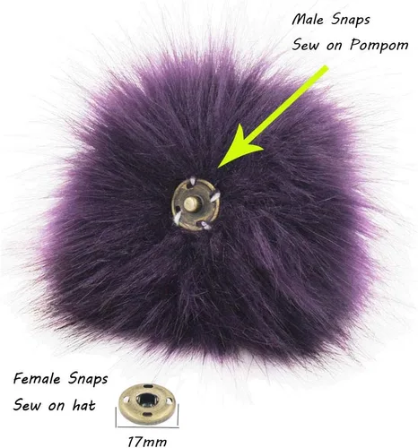 Miniatura 3 de 12 piezas de accesorios para sombreros de tejer, bola de pompón de piel sintética con botón de presión