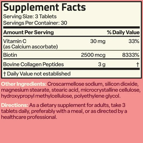 Miniatura 8 de Bronson Péptidos de colágeno 3000mg (por porción) con biotina y vitamina C - para el apoyo del cabello, la piel y las uñas, sin OGM, 90 tabletas