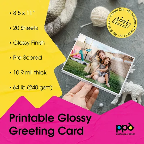 Miniatura 3 de PPD Papel de tarjeta de felicitación, tarjetas de felicitación imprimibles para impresora de inyección de tinta, 8.5 x 11 pulgadas, plegado medio a