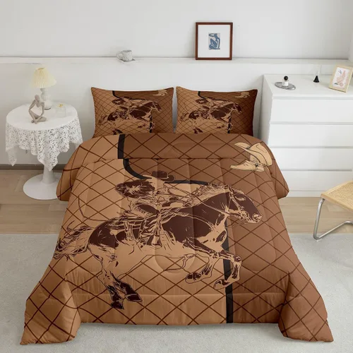 Miniatura 42 de Castle Fairy Juego de edredón de vaquero occidental, tamaño matrimonial, juego de ropa de cama de estilo bohemio con estampado de leopardo, rayo