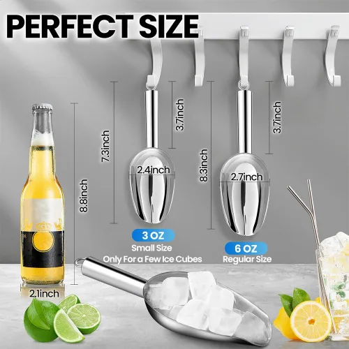 Miniatura 6 de OLESBUR Cuchara de hielo premium para congelador - Cuchara de hielo de metal multiusos para máquina de hielo - Cuchara de hielo pequeña de acero