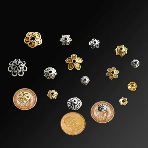 Miniatura 4 de FEBSNOW Alrededor de 160 cuentas espaciadoras, estilo Bali, mezcla de plata tibetana y oro antiguo para pulseras, collares, aretes, suministros