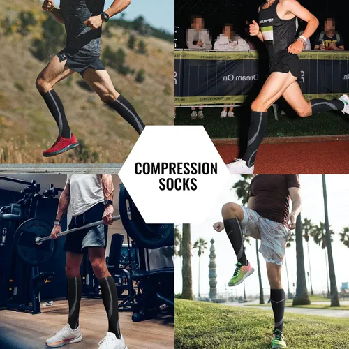 Miniatura 7 de hello momoya Calcetines de compresión para mujeres y hombres, calcetines de apoyo hasta la rodilla, enfermeras, embarazo, correr, volar, deportes