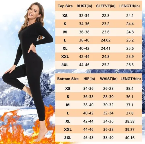 Miniatura 4 de SIMIYA Conjunto de ropa interior térmica para mujer, manga larga, corte libre, forro polar, capa base para clima frío
