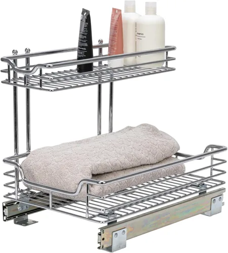 Miniatura 28 de Household Essentials Glidez Organizador de almacenamiento multiusos de acero cromado extraíble/deslizante para uso debajo del gabinete - Diseño de 2