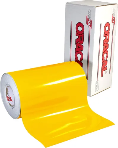Miniatura 16 de Calcomanías de vinilo brillante Oracal 651 de 12 pulgadas x 5 pies con base de disolvente de color a elegir Amarillo dorado