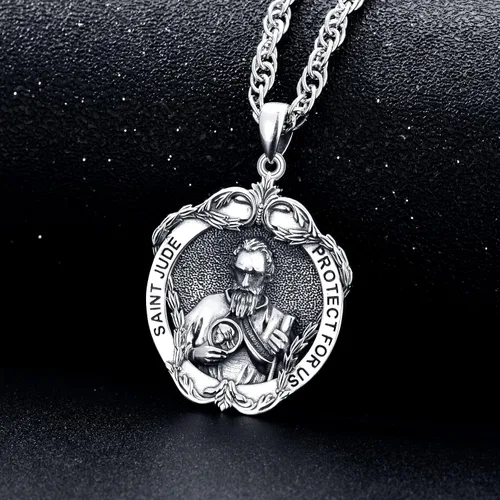 Miniatura 134 de CEKAMA - Collar de plata de ley 925 con dije de amuleto para hombres y mujeres, con cadena de 0.098 in, 22 pulgadas + 2 pulgadas