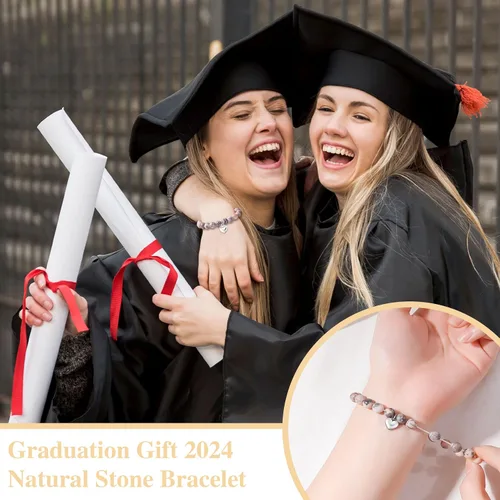 Miniatura 16 de 2024 Graduation Gifts for Her Him Natural Stone Bracelet Class of 2024 High School College Graduation Gift for Women Men