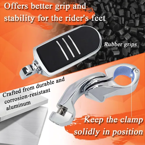Miniatura 4 de FOVPLUE Estriberas de carretera de 1.25 pulgadas, estriberas ajustables en ángulo para motocicleta Harley Davidson Touring Road King Road Glide