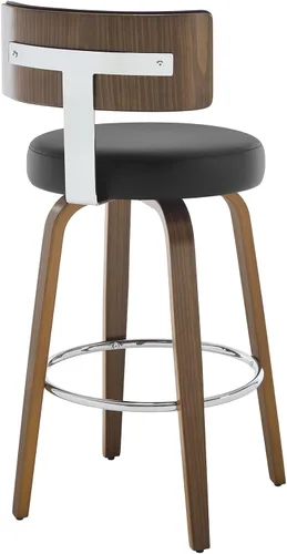 Miniatura 9 de Bekrvio Juego de 2 taburetes de bar giratorios con altura de mostrador, taburetes de cocina tapizados de piel sintética con respaldo, patas