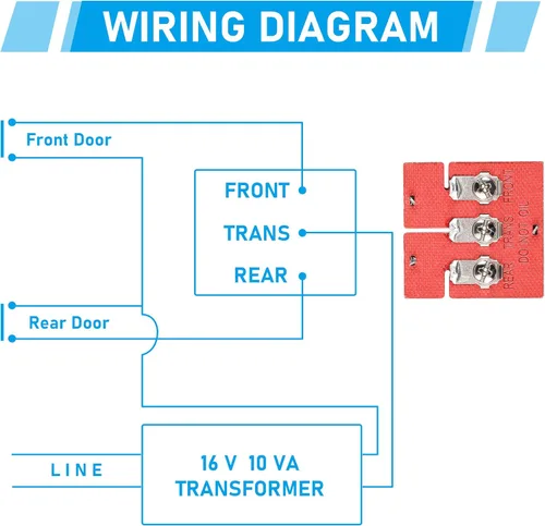 Miniatura 8 de Saillong Timbre de puerta con cable, 16 V 10 VA timbre de puerta delantera y trasera para pared del hogar, compatible con timbre y transformador