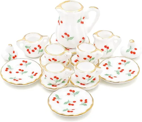 Miniatura 8 de Odoria 1:12 Miniatura 15pcs porcelana azul Chintz taza de té Set (azul)