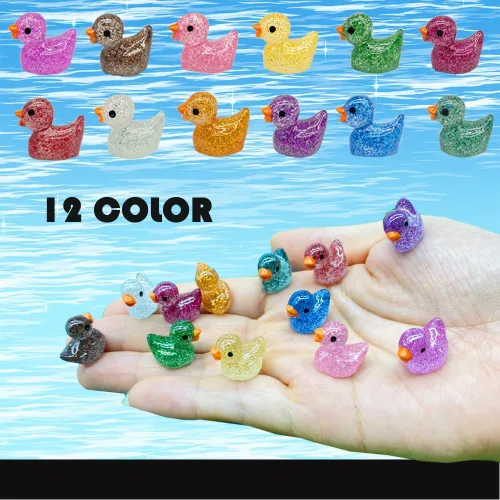 Miniatura 3 de 120 piezas de mini patos de resina con purpurina en miniatura, pequeños patos para bricolaje, jardín, acuario, casa de muñecas, adorno