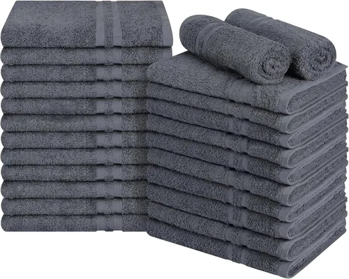 Miniatura 7 de Paquete de 24 toallas de mano de alta calidad, 100% algodón, suaves y altamente absorbentes, 16 x 27 pulgadas, toallas negras a granel para baño