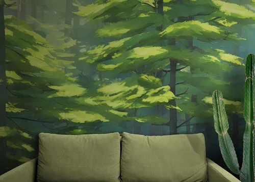 Miniatura 4 de Papel tapiz de árbol forestal, papel tapiz extraíble de bosque verde, papel tapiz para despegar y pegar, papel tapiz temporal, impresiones de pared.