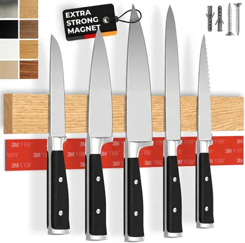 Miniatura 21 de Portacuchillos magnético para pared, 10" no requiere perforación, incluye cinta autoadhesiva, extra fuerte para sujetar cuchillos – Tira magnética