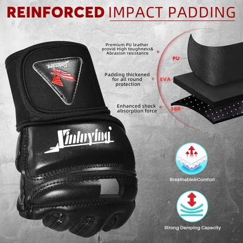 Miniatura 2 de Xinluying Guantes MMA Saco de Boxeo Entrenamiento Artes Marciales Sparring Grappling Kickboxing Muay Thai Guantes de Boxeo, Almohadillas de Nudillos