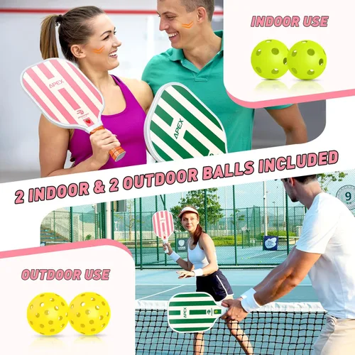 Miniatura 5 de Pickleball Paddles Set of 2/4, USAPA Approved Lightweight Fiberglass Pickleball Set with 4 Pickleballs, 1 Pickleball Sling Bag, Pickleball Gifts for