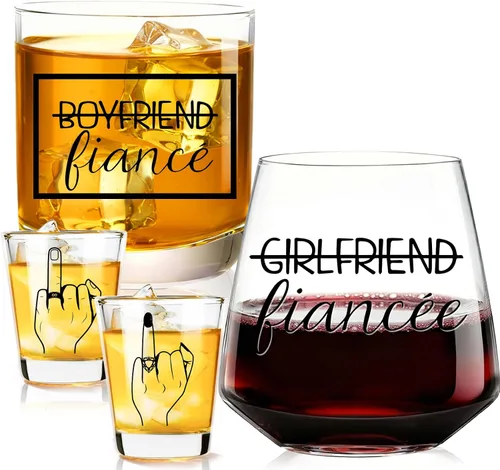 Miniatura 8 de comfit Regalos de compromiso para parejas: regalo de compromiso para prometidos y prometidos para parejas recién comprometidas, copa de whisky