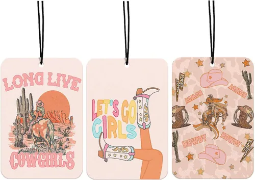 Miniatura 33 de Black Bows - Ambientador occidental para automóvil, 4 piezas, Let's Go Girls Cowgirls Western accesorios para colgar para automóvil, decoración