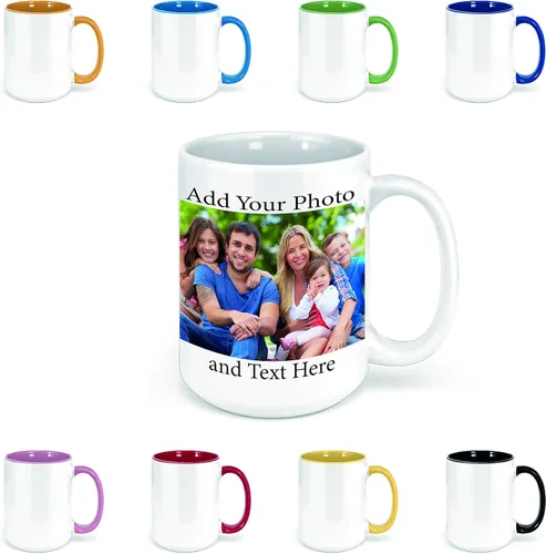 Miniatura 13 de Taza de café personalizada, taza de cerámica personalizada de 15 onzas con foto, impresión de doble cara, divertida, rosa