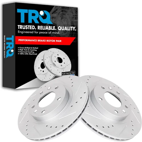 Miniatura 321 de TRQ Juego de rotores de freno de rendimiento trasero con revestimiento G premium compatible con Mazda 6 2014-2021