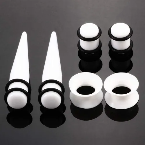 Miniatura 7 de Paquete de 50 unidades para estiramiento de oreja (14G-00G),túneles de silicona, conos y tapones acrílicos, set para expandir las perforaciones