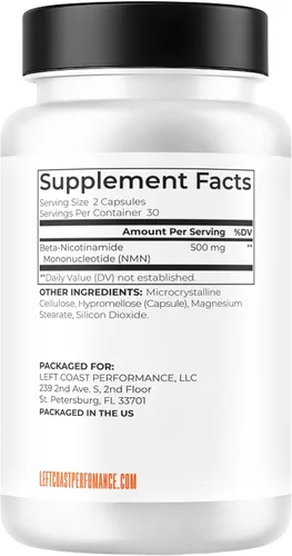 Miniatura 7 de Left Coast Performance Suplemento NMN de 500 mg para apoyo NAD+ – Mononucleótido de nicotinamida para un envejecimiento saludable, energía celular