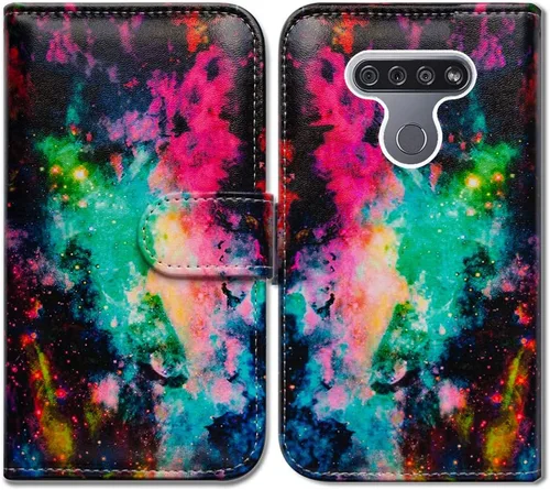 Miniatura 19 de Bcov Funda para LG K51/LG Reflect (LM-K500), diseño de libélula colorida funda de piel con tapa y ranura para tarjeta soporte para LG K51/LG Q51