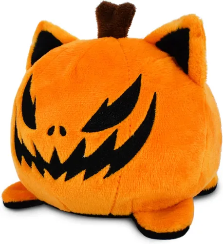 Miniatura 2 de TeeTurtle - El peluche reversible original de gato - Negro + Calabaza - Lindos animales de peluche con sensores para mostrar tu estado de ánimo