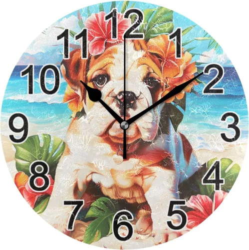 Miniatura 59 de Hummingbird - Reloj de pared de resorte redondo de 10 pulgadas, sin tictac, silencioso, funciona con pilas, reloj analógico atómico de cuarzo