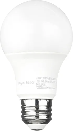 Miniatura 2 de Amazon Basics Bombilla LED A19 con sensor de atardecer a amanecer, equivalente a 60 W, 9 W de eficiencia energética, blanco suave 2700 K, base E26