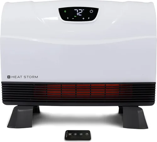 Miniatura 2 de Heat Storm Phoenix - Calentador de espacio infrarrojo con pies acoplables, control remoto, eficiencia energética: 750-1500 vatios, suelo o pared