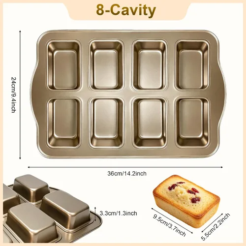 Miniatura 2 de Mini moldes para hornear – Sartenes antiadherentes para hornear pasteles caseros, molde de acero al carbono para pan de plátano, pastel de carne