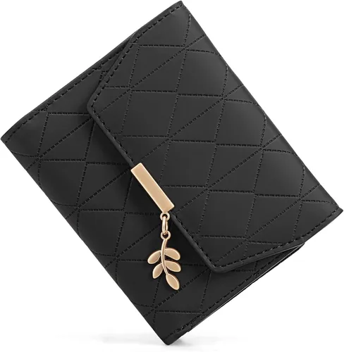 Miniatura 13 de RNIEGA Cartera pequeña de cuero para mujer, con bloqueo RFID, tarjetero compacto con cremallera y bolsillo para monedas con ventana de identificación