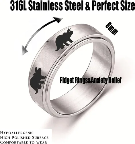 Miniatura 2 de INENIMARTJ Anillos giratorios de dinosaurio para mujeres y hombres, anillos giratorios de dinosaurio de acero inoxidable, anillo de ansiedad de B