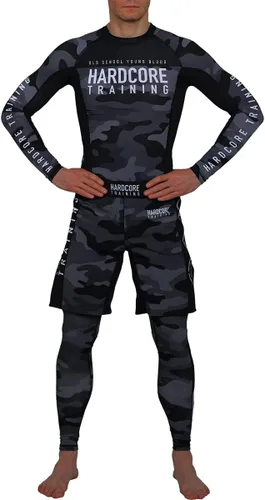 Miniatura 5 de Hardcore Training Camiseta de compresión para hombre, manga larga, Jiu Jitsu, MMA No-Gi, BJJ apretada, capa base de combate