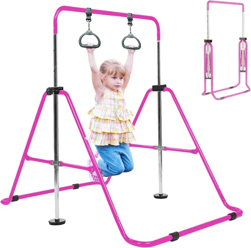Miniatura 8 de Gymanstics - Barras para el hogar con anillos para niños y niñas, juego de regalo de entrenamiento de gimnasia, barra de entrenamiento plegable