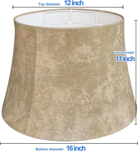 Miniatura 2 de TOOTOO STAR Pantallas de lámpara grandes de tambor de 12" de ancho superior x 16" de ancho inferior x 11" de alto, pantalla de lámpara de cuero