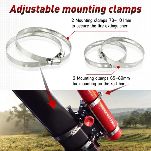 Miniatura 7 de AUFER - Soporte universal montable de aluminio para extintores/botellas, para vehículos, ajustable Negro