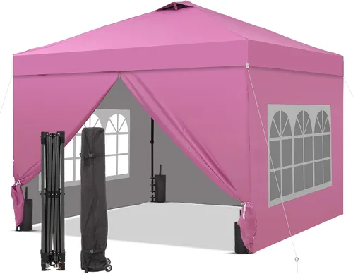 Miniatura 22 de GDY Tienda de campaña desplegable de 10 x 10 pies, gazebo para exteriores con 4 bolsas de arena, toldo fácil de instalar con 3 alturas ajustables