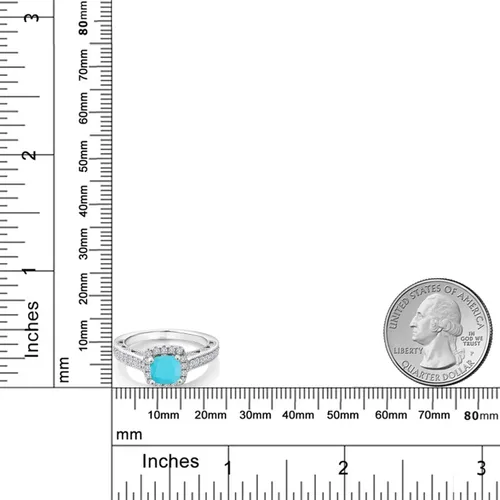 Miniatura 48 de Gem Stone King Anillo de compromiso de plata de ley 925 de 0.236 in con piedra natal y zafiro blanco creado con acento Anillo de compromiso