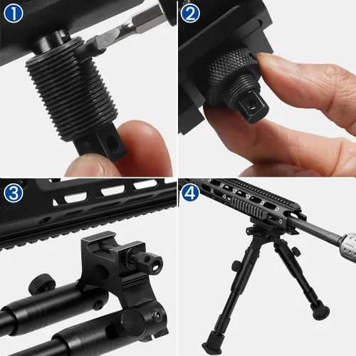 Miniatura 4 de Besrilien Picatinny Bípode con montaje de barril y soporte giratorio Picatinny Rail Mount, 6.7-7.3 pulgadas, negro