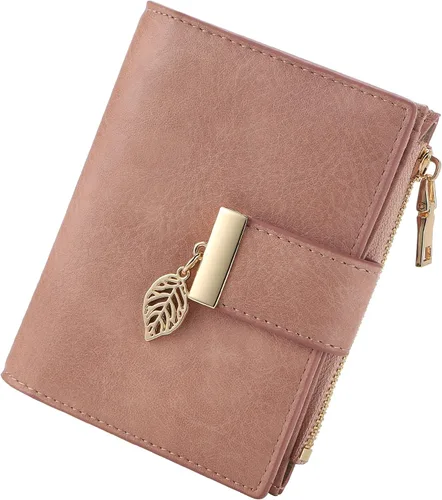 Miniatura 17 de yiijay Billetera pequeña para mujer, con bloqueo RFID, de piel, plegable, tarjetero para tarjetas de crédito para mujeres, cartera compacta