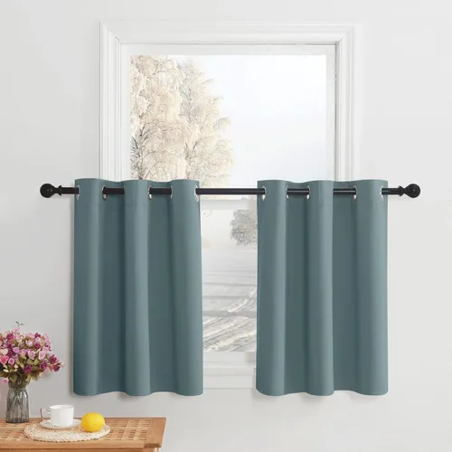 Miniatura 191 de NICETOWN Cortinas opacas de cocina para ventana sobre el fregadero, aislamiento térmico, decoración del hogar, pequeños niveles opacos con ojales