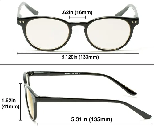 Miniatura 4 de Lentes de lectura retro para computadora para mujeres y hombres, antirreflejos, fatiga ocular, luz azul, bloqueo UV (marco negro, fuerza +0.00)
